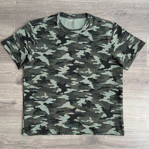 AMERICAN GIANT Mens Ribbed Tee Large Camo Heavyweight Crewneck Relaxed Fit Retro